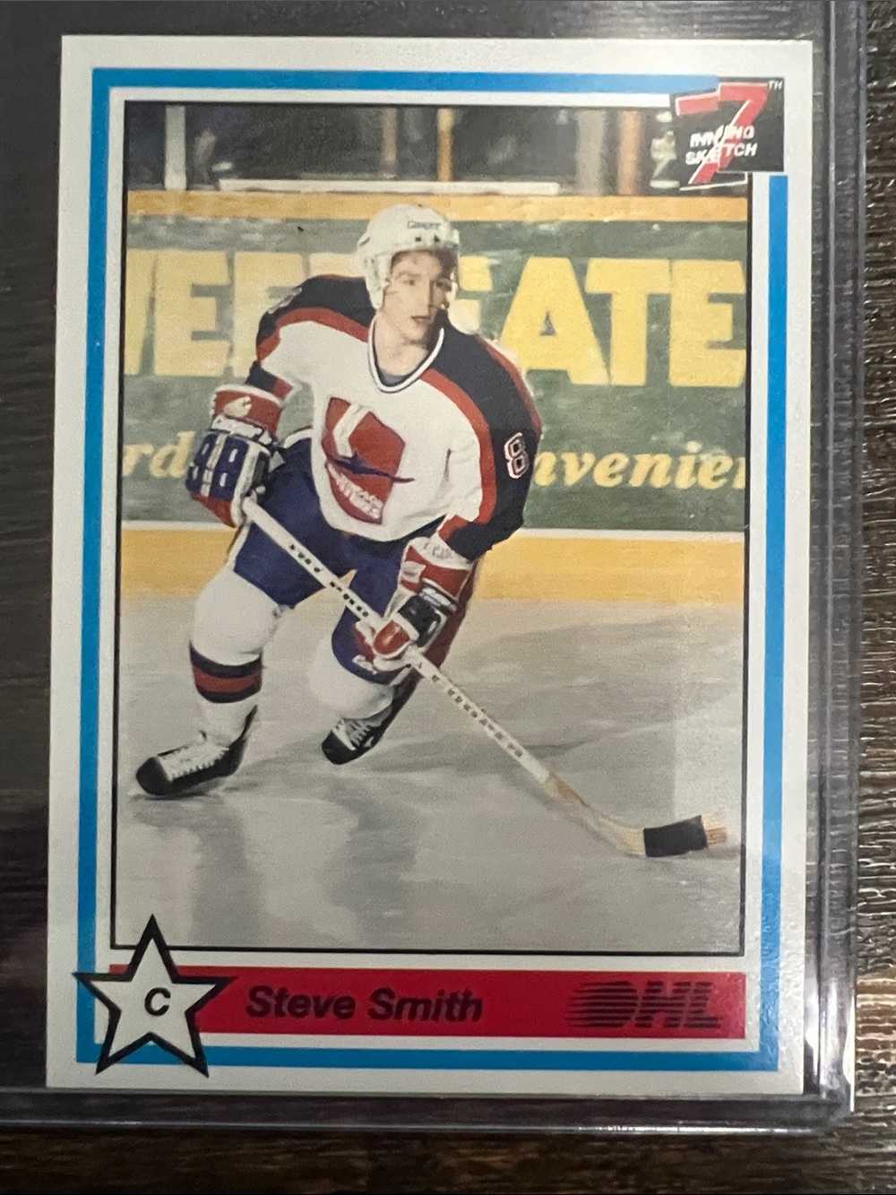 Steve Smith Hockey Trading Card - White, Blue & Red